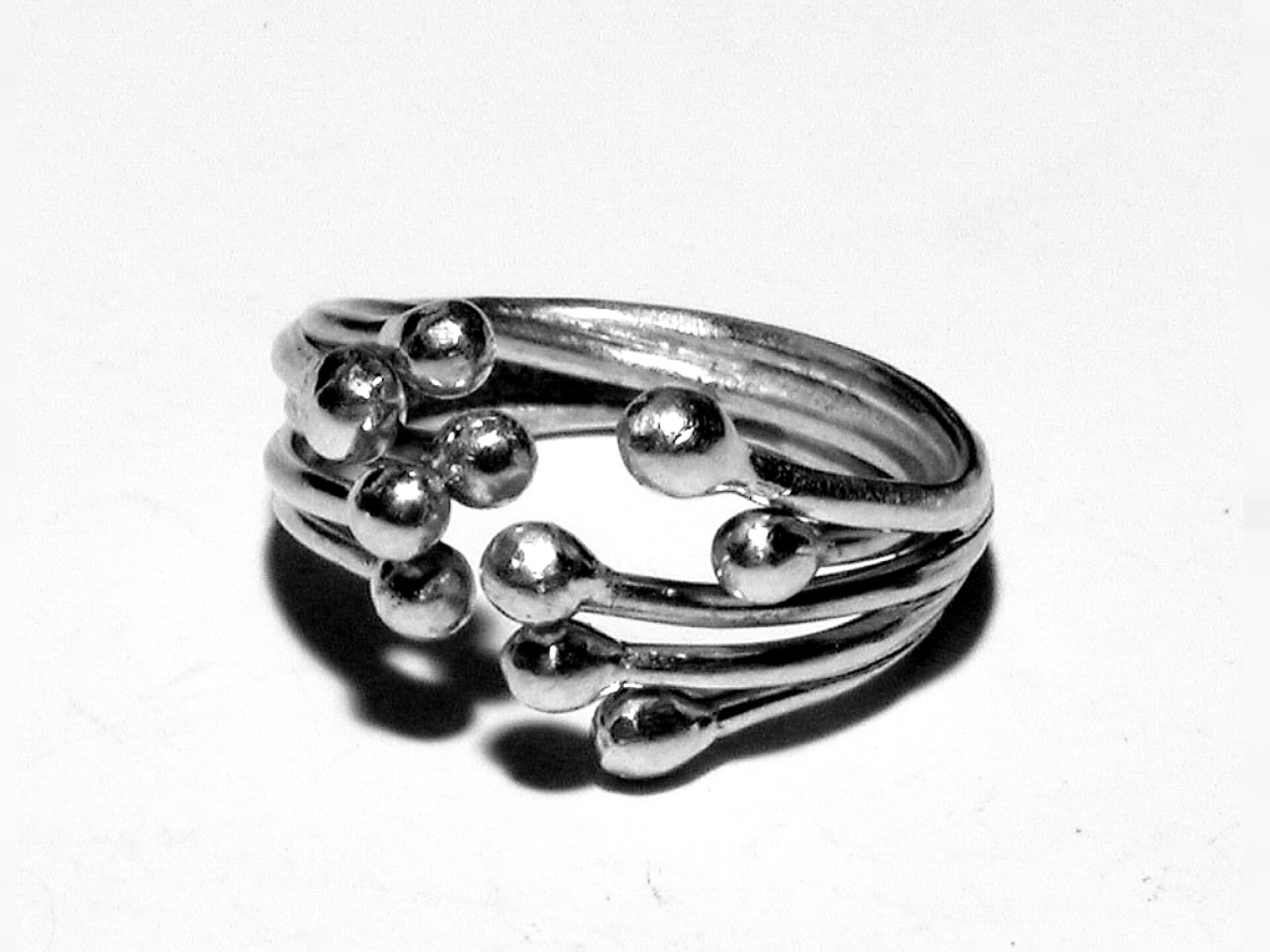 Handcrafted sterling silver contemporary ring sculpture titled Synapse by MoodObjekt