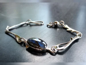 Alternative angled view of the Blue Hour contemporary sterling silver bracelet.