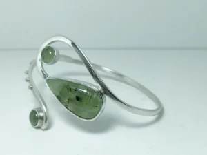 Alternative angled view of the Moonbound contemporary sterling silver bracelet.