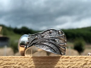 Profile view of the Daybreak contemporary sterling silver bracelet.