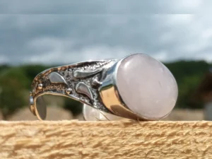 Angled view of the Daybreak contemporary sterling silver bracelet.