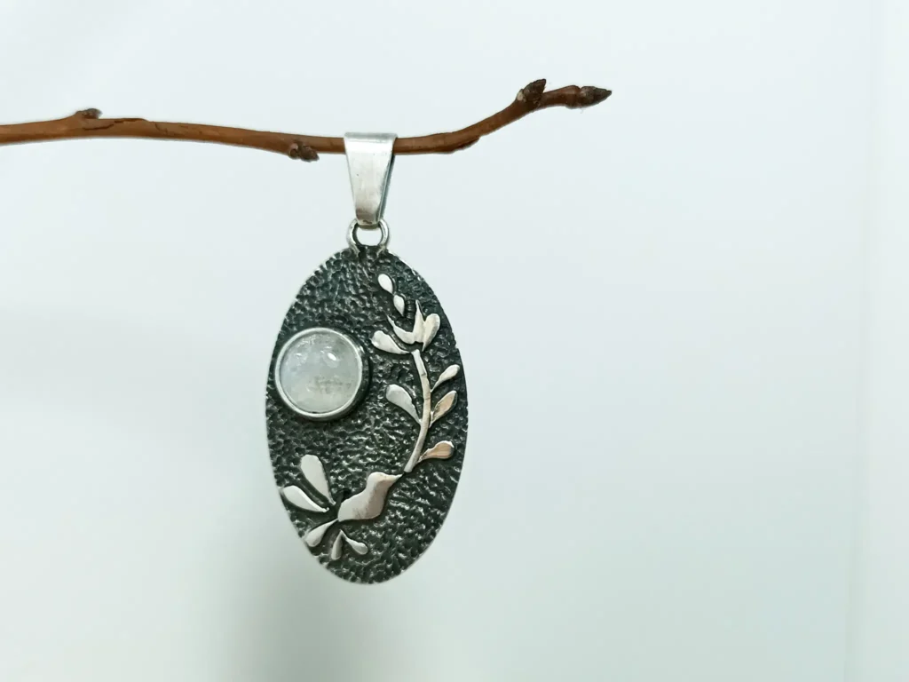 Melody handcrafted sterling silver pendant featuring natural moonstone
