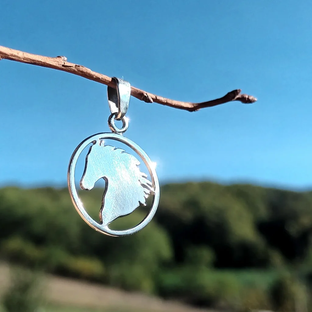 Harley handcrafted sterling silver horse pendant